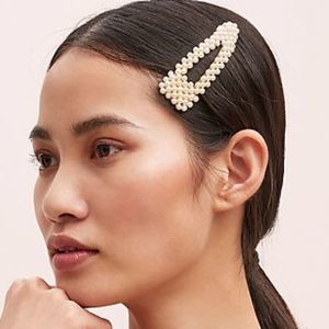 Faux Pearl-Embellished Hair Clips